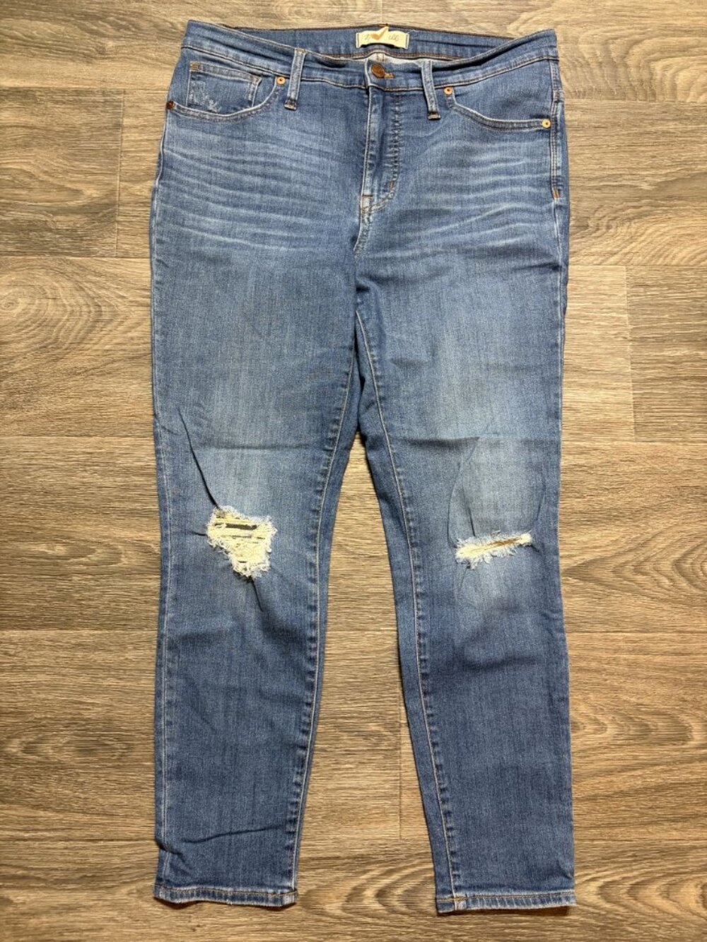 Madewell 9" High Rise Skinny Crop Jeans 30 Distressed Blue Denim Stretch Casual